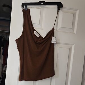 Brown One-Shoulder Top